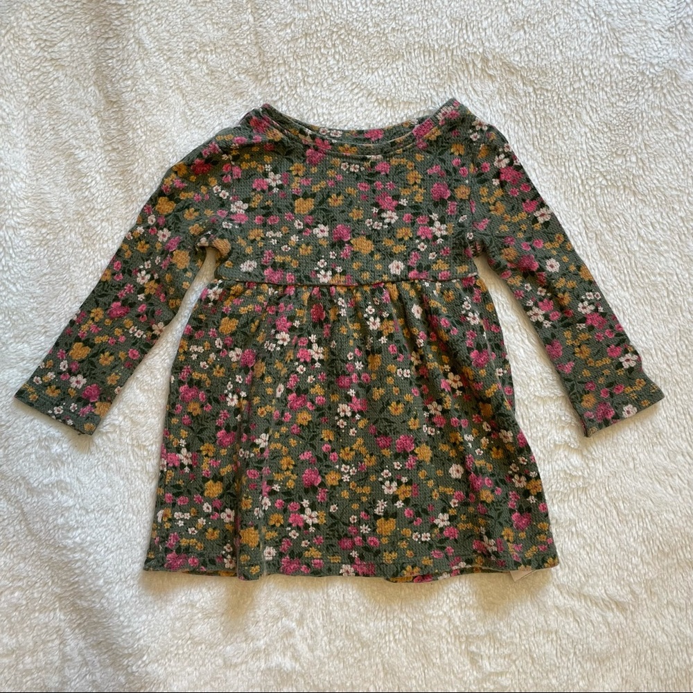 Thermal-knit dress with floral print 12-18 months